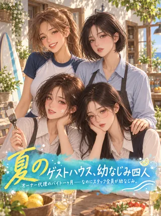 夏のゲストハウス、幼なじみ四人